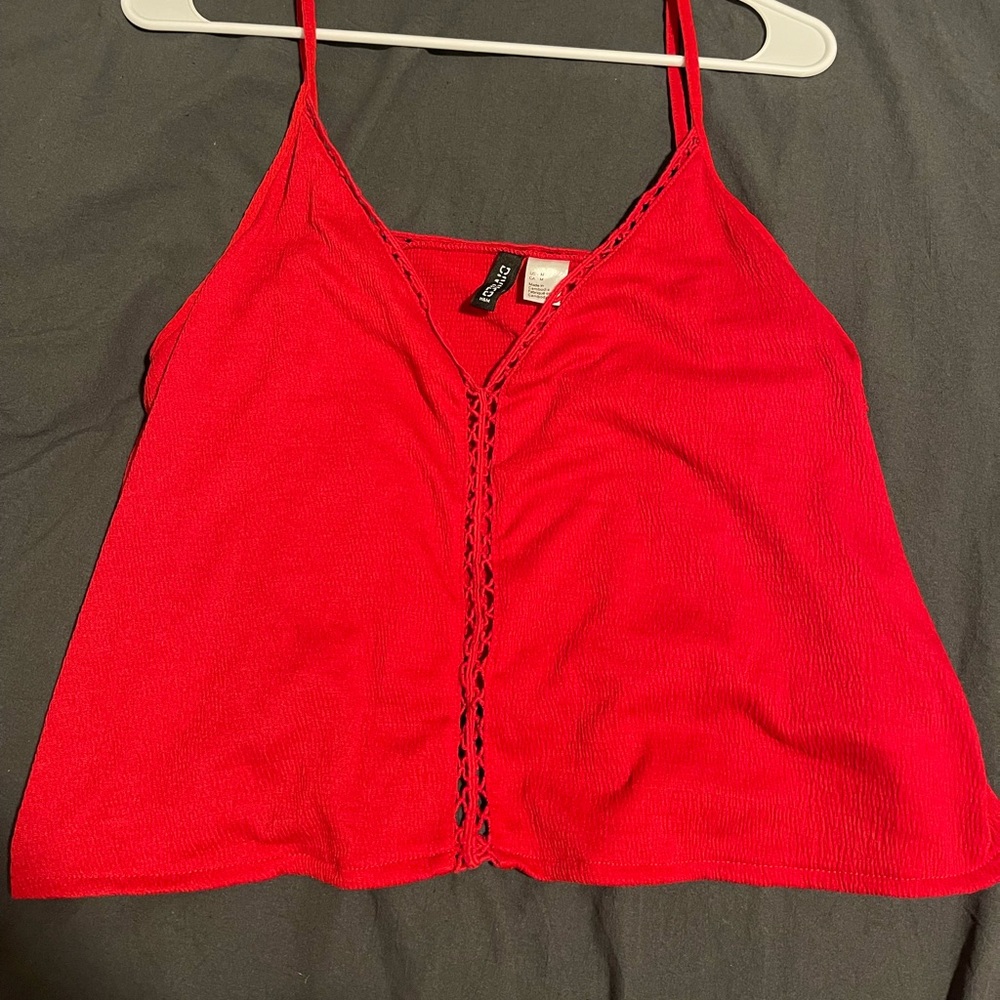 Red flowy tank top